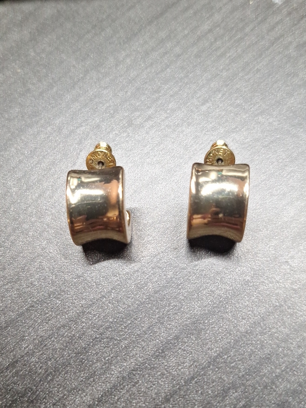 Monet Gold-Tone Chunky‎ Curved Concave Wide Huggie Hoop Stud Earrings